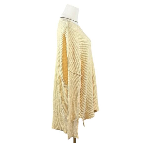 Natural Reflections Sweater | Butter Yellow Ribbed Knit Oversized Pullover | M - Picture 5 of 12
